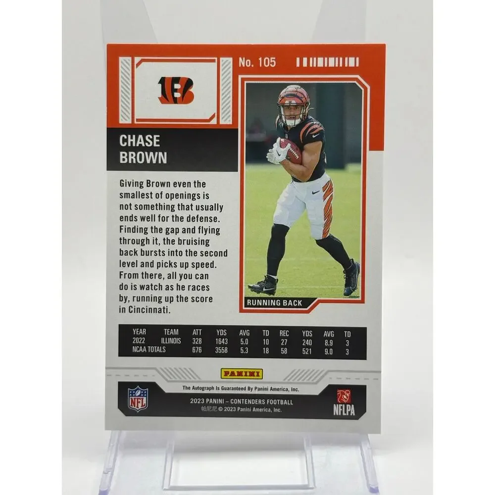 2023 Contenders Chase Brown Rookie Ticket On Card Auto Cincinnati Bengals RC